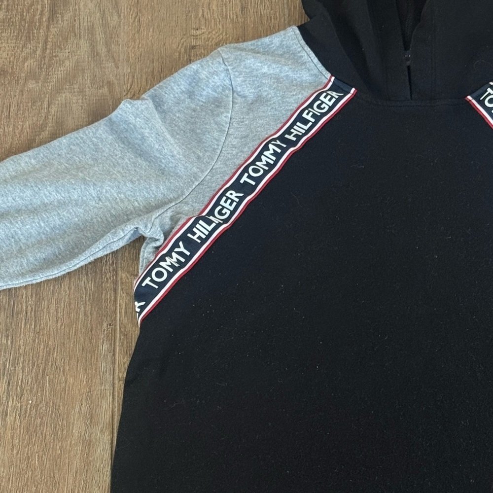 Tommy Hilfiger Hooded Long Sleeve Logo Dress Black - Picture 3 of 7